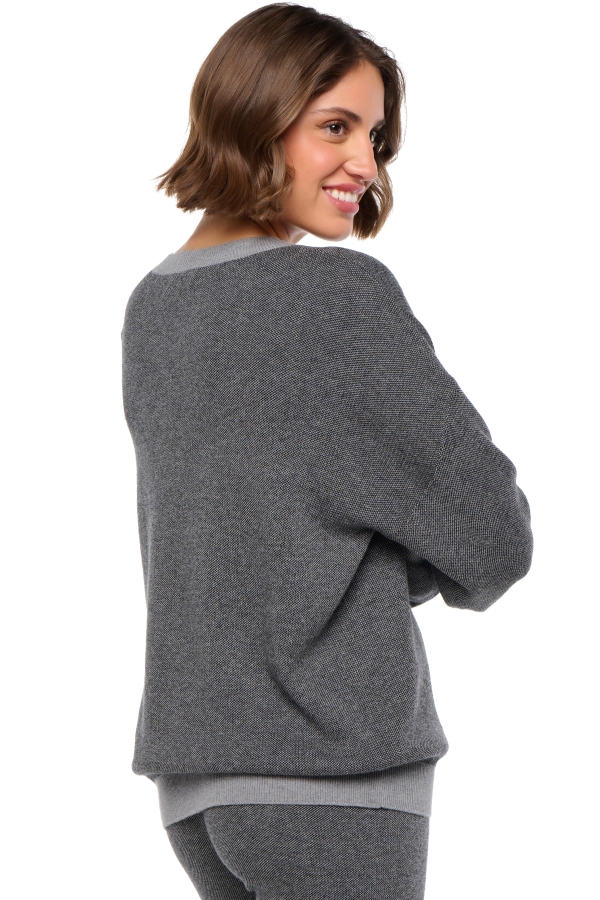 Cashmere & Cotton ladies cashmere cotton stormie black grey marl s